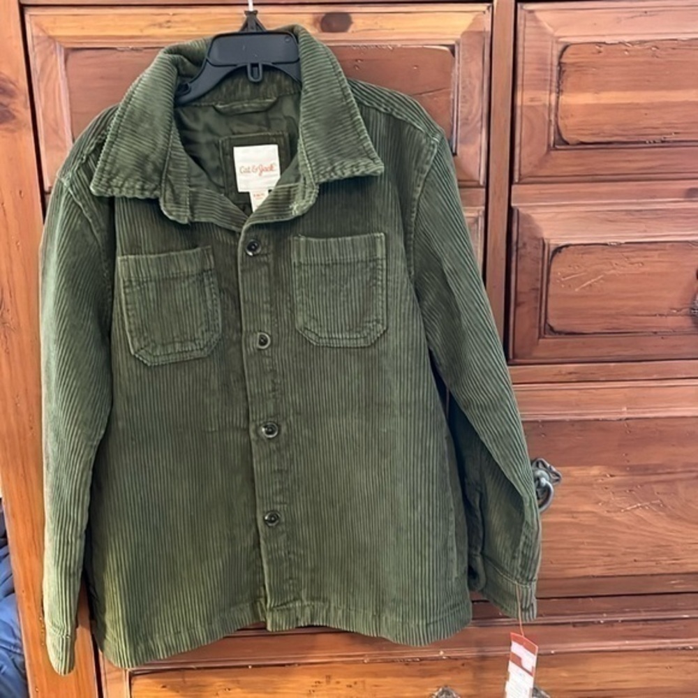 Cat & Jack Boy’s Green Corduroy Lined Shirt Save Small (6-7) NWT